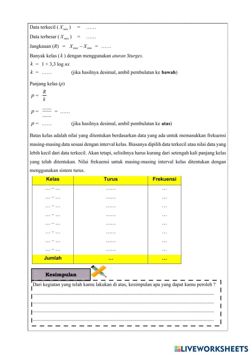 Penyajian Tabel Distribusi Frekuensi