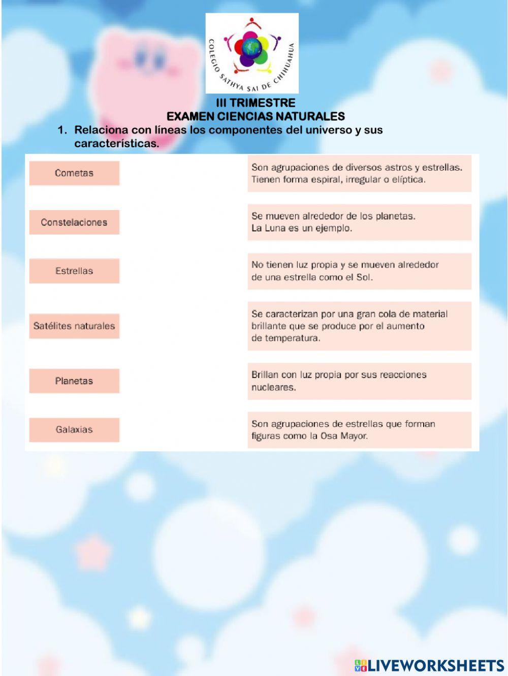 Examen 3trim Ciencias naturales 6°