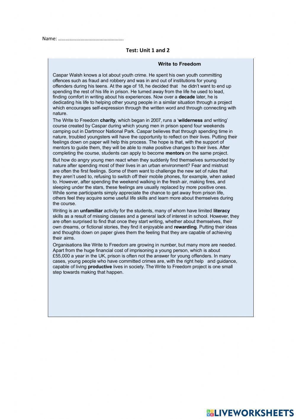 Test on Gateway B1 Units 1 and 2