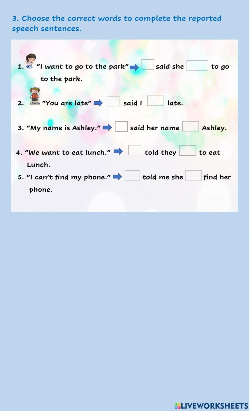 1046378 | Topic 8 Reported Speech | Teacherlucy1