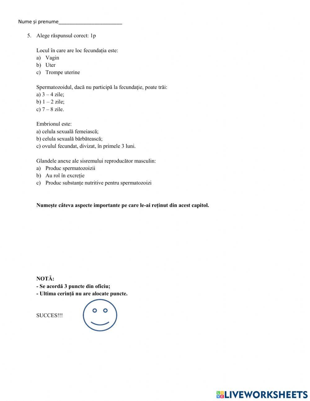 Evaluare sistemul reproducător