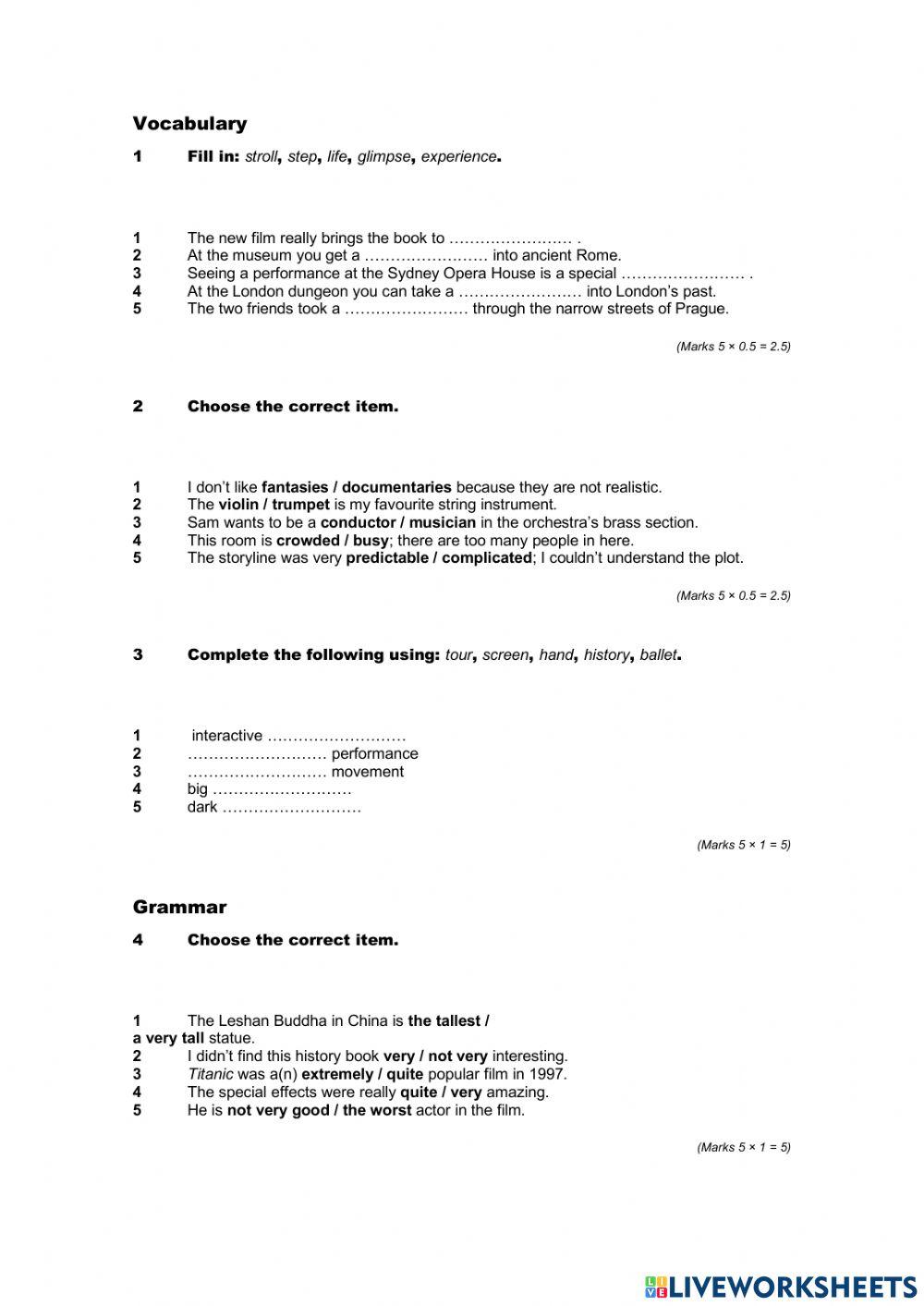 Unit 7 GRAMMAR AND VOCABULARY