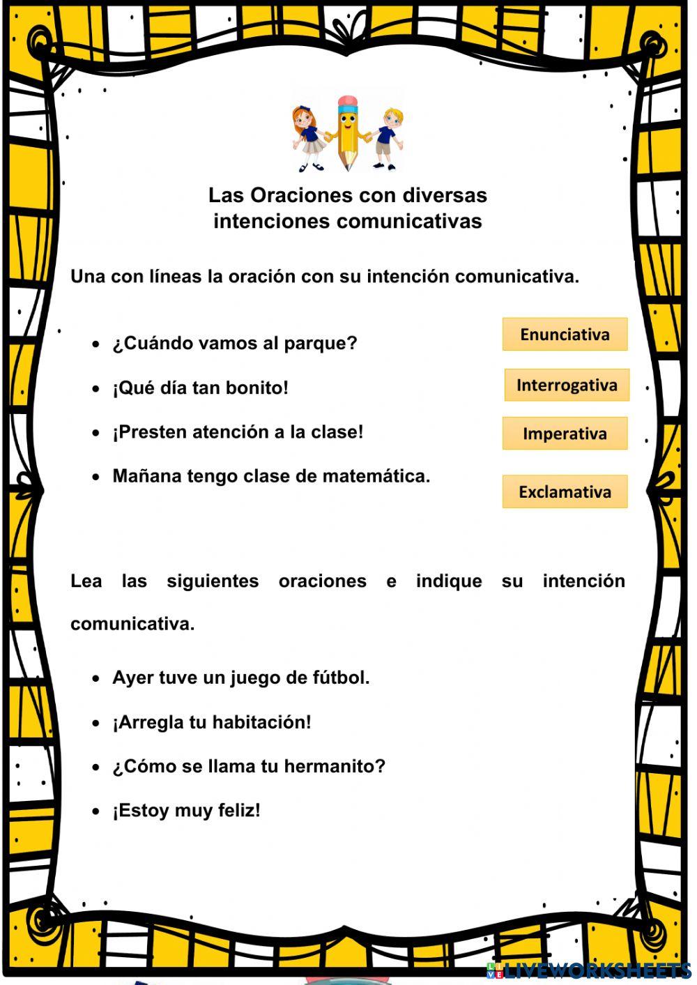 Oraciones con intenciones comunicativas