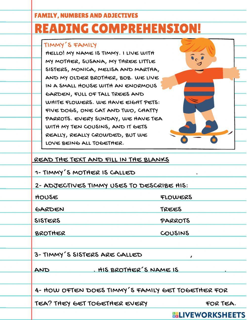 Reading Comprehension: Timmy-s family