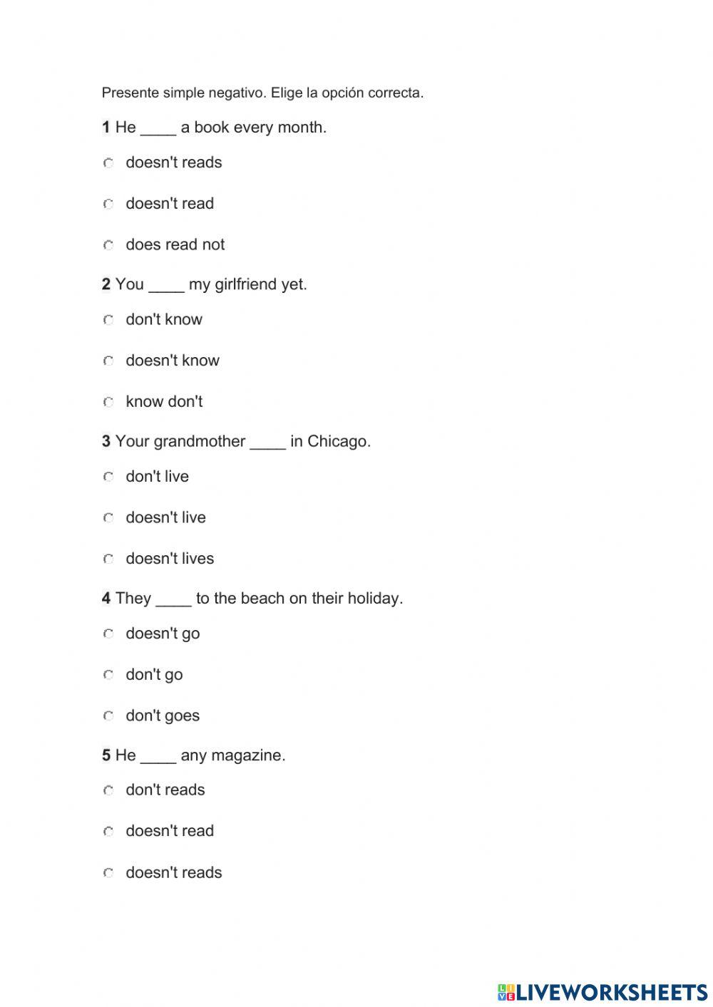 present simple negative