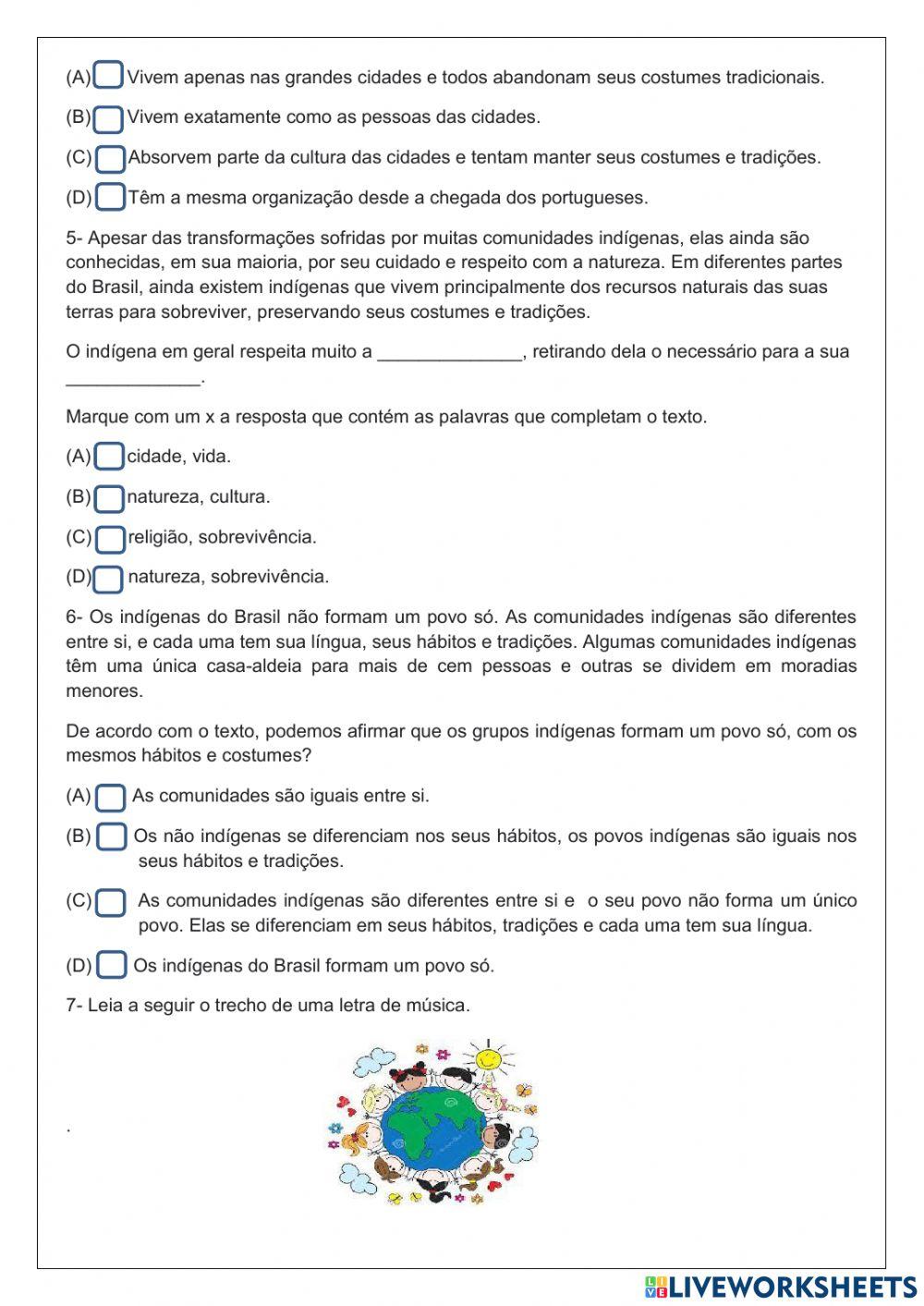 Avaliação de História 3º Ano maio 2021