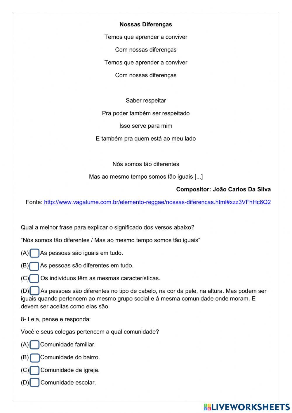 Avaliação de História 3º Ano maio 2021