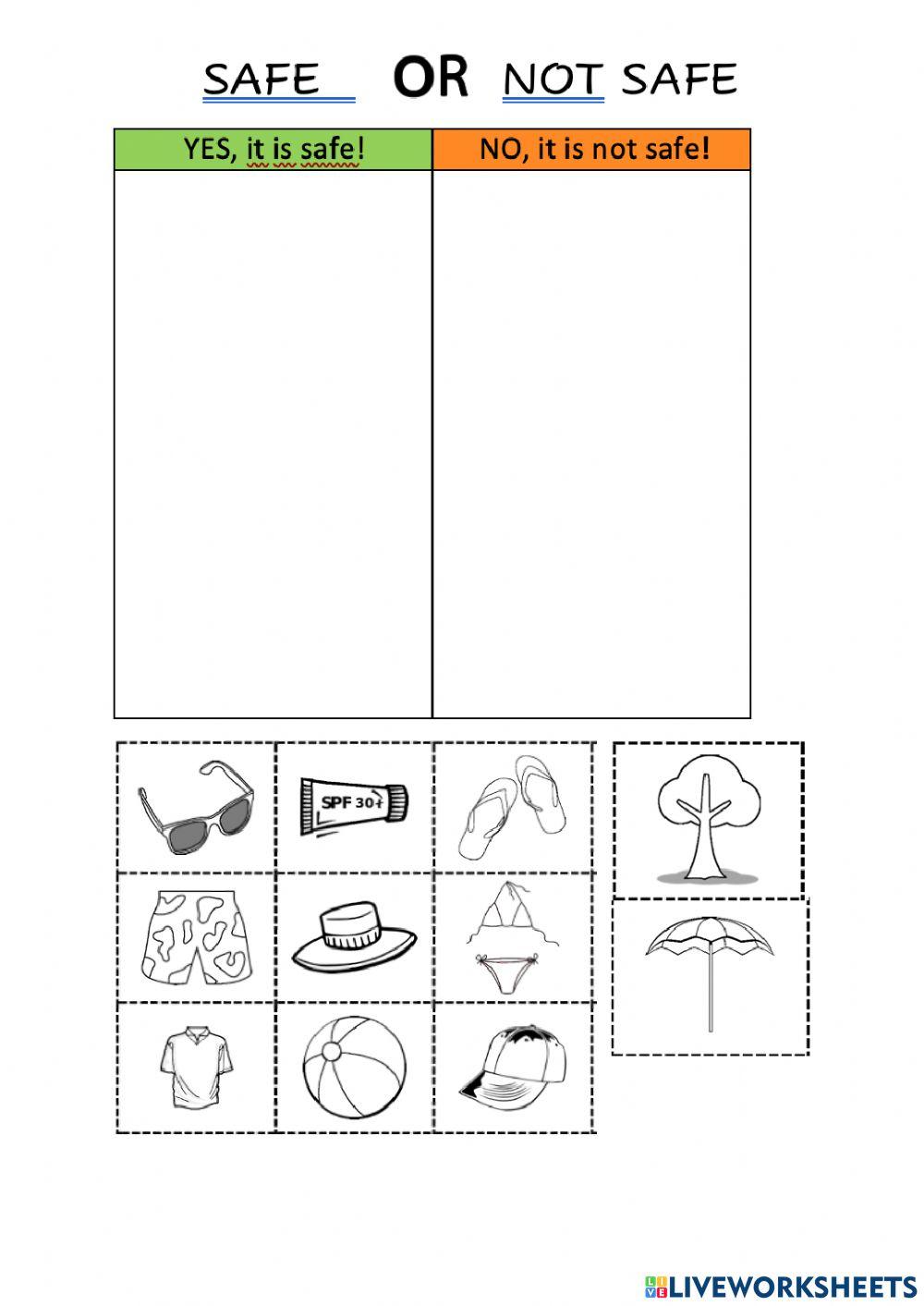 SAFE OR NOT SAFE online exercise for | Live Worksheets