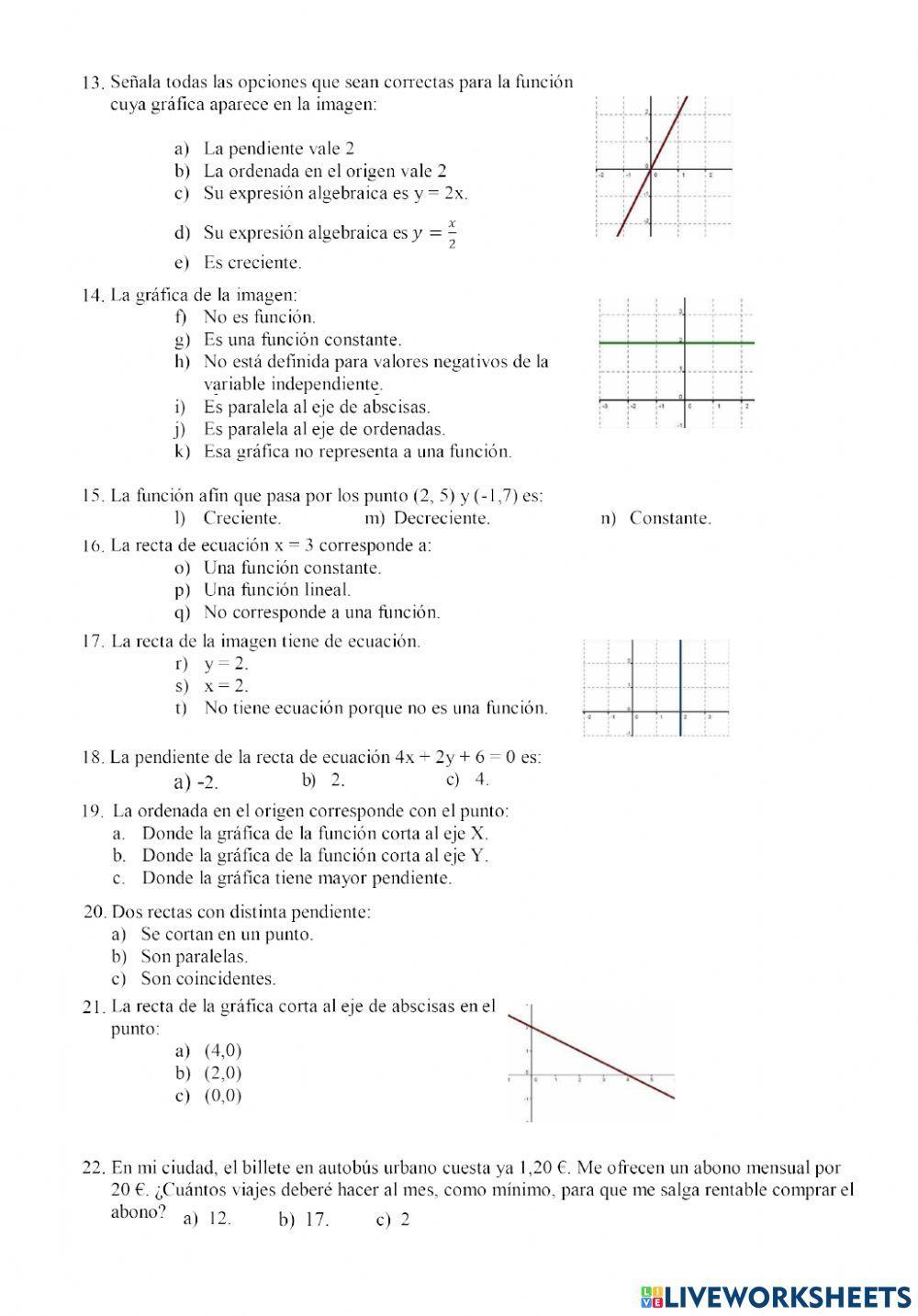 Funciones lineales y afines