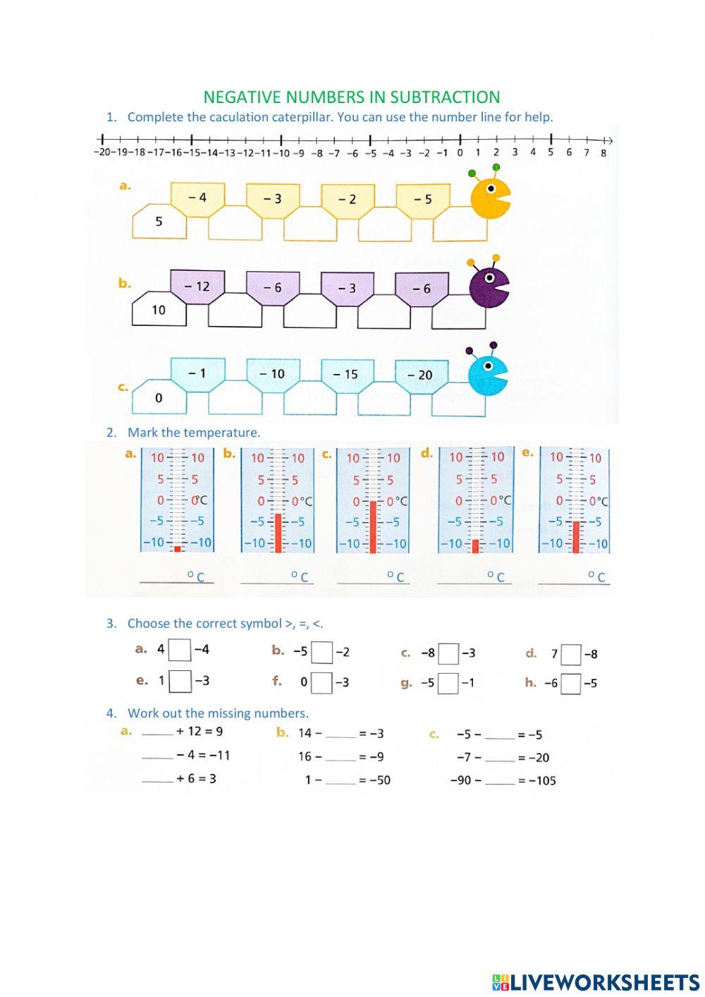 Negative number in subtraction