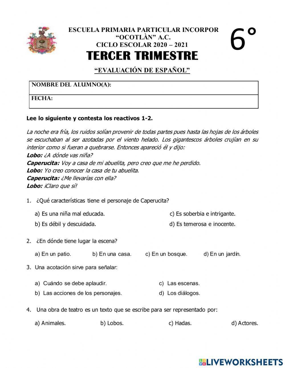 Evaluación 3trim.español