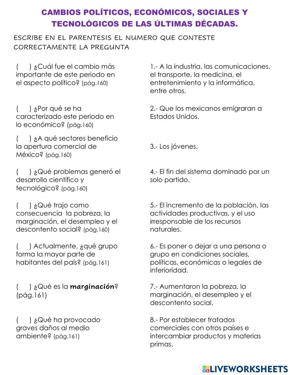Cambios políticos, económicos