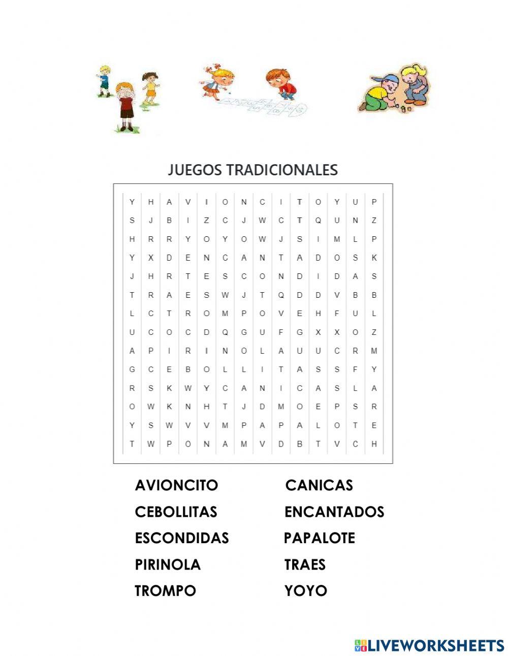 Sopa de letras Juegos Tradicionales