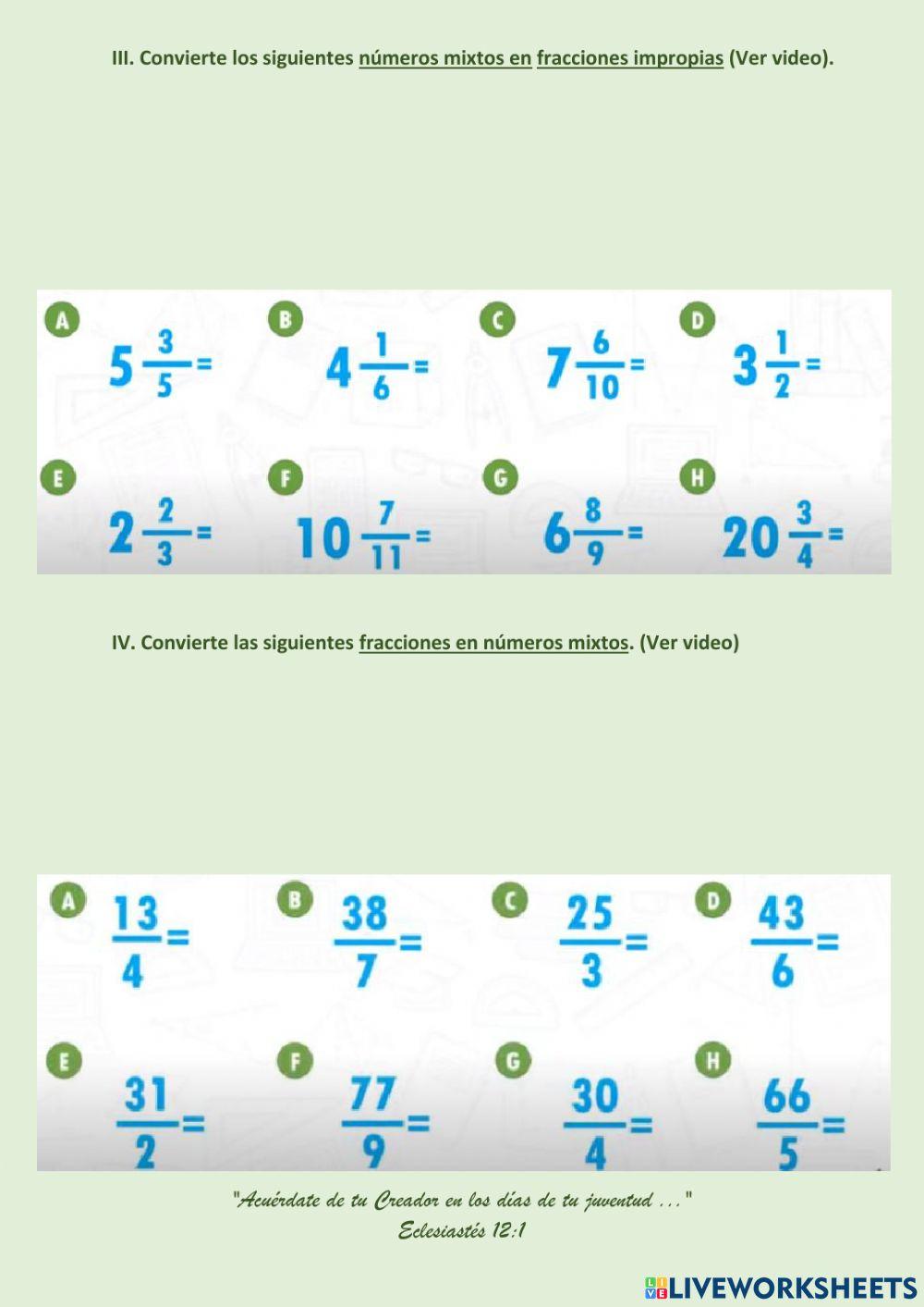 Fracciones propias e impropias
