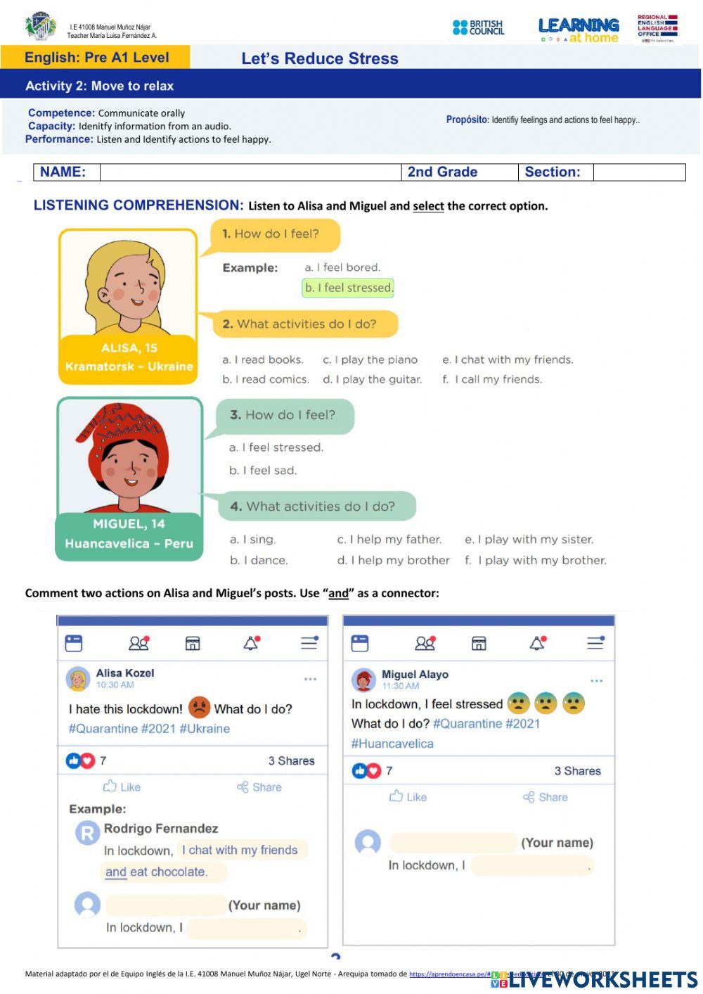 LE3 Activity 2: Move to relax! (2nd Grade)