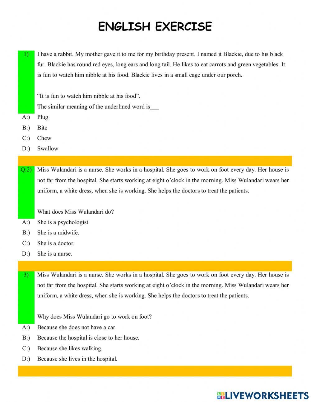 English exercise | Live Worksheets