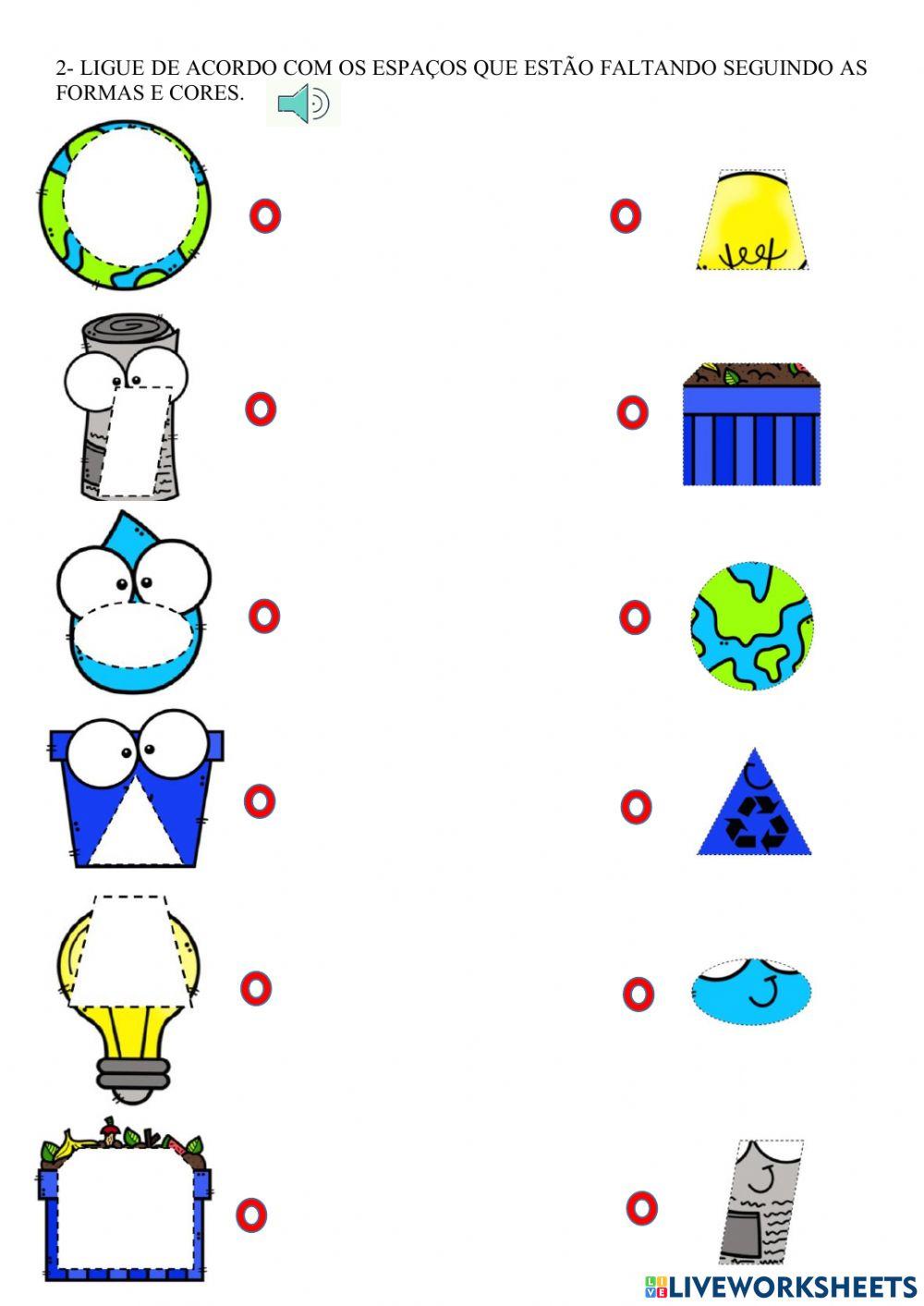 Relacionar as figuras que representam as ações de preservação do meio ambiente