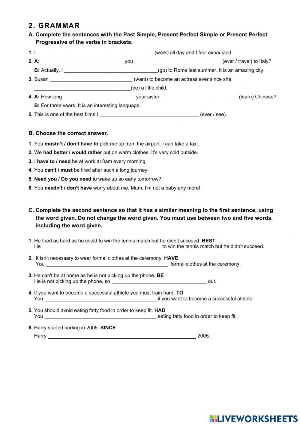 Intermediate B1 - Test 3