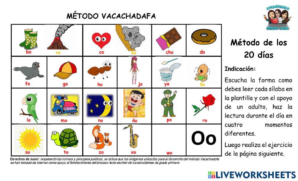 Método Vacachadafa Plantilla vocal O Ejercicio 1