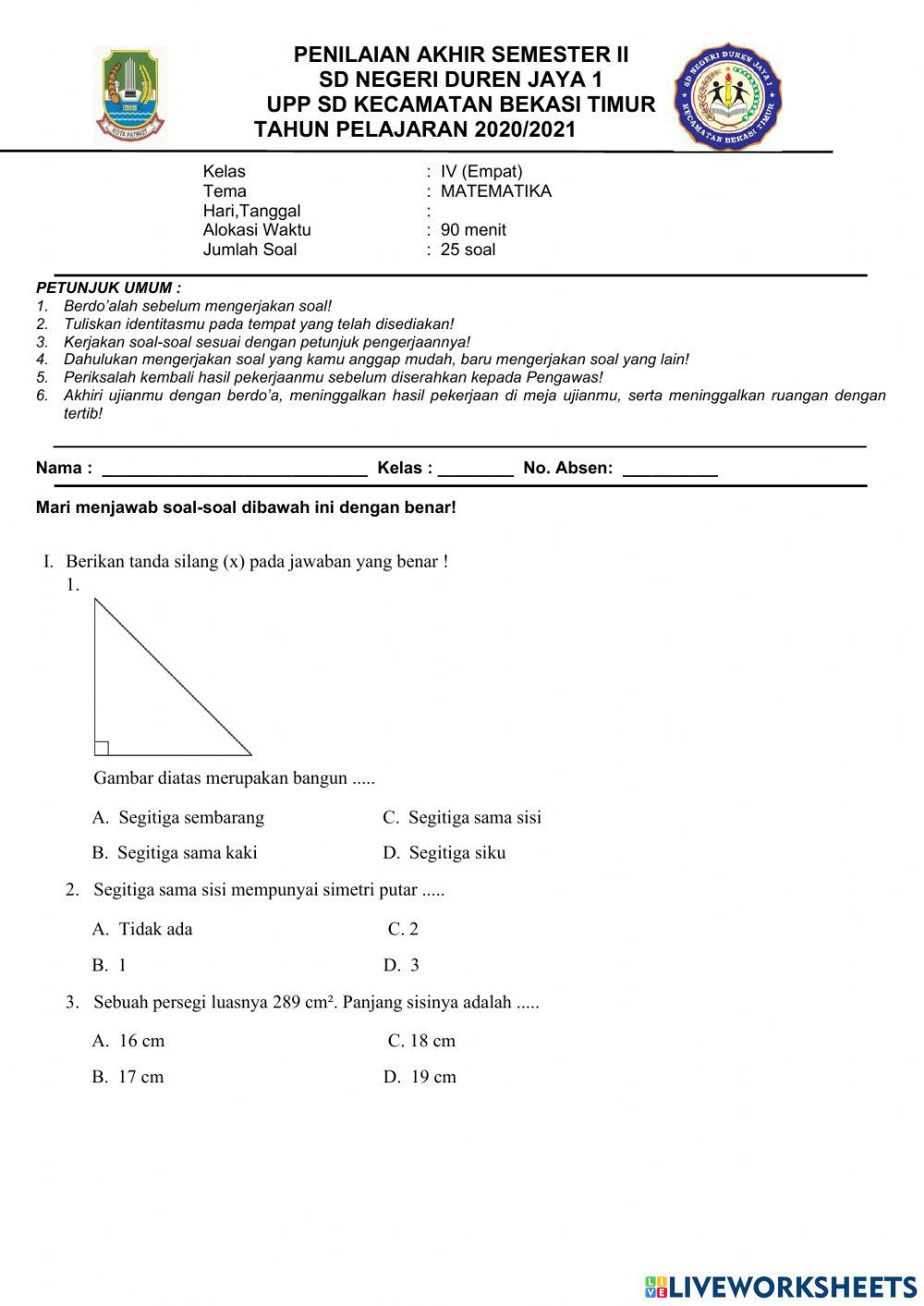 Penilaian akhir tahun matematika kelas 4