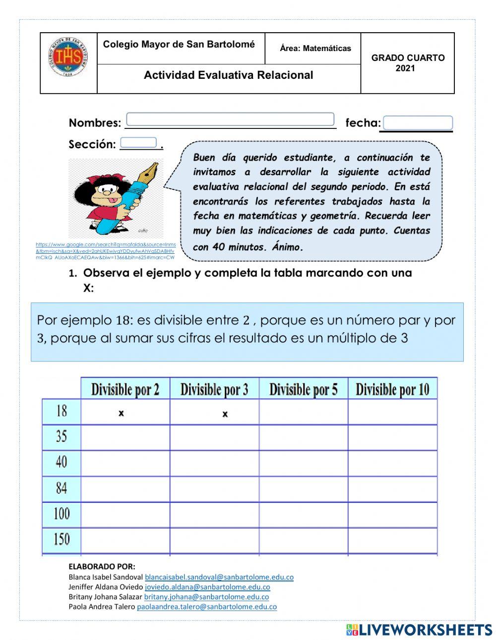Actividad Evaluativa Relacional
