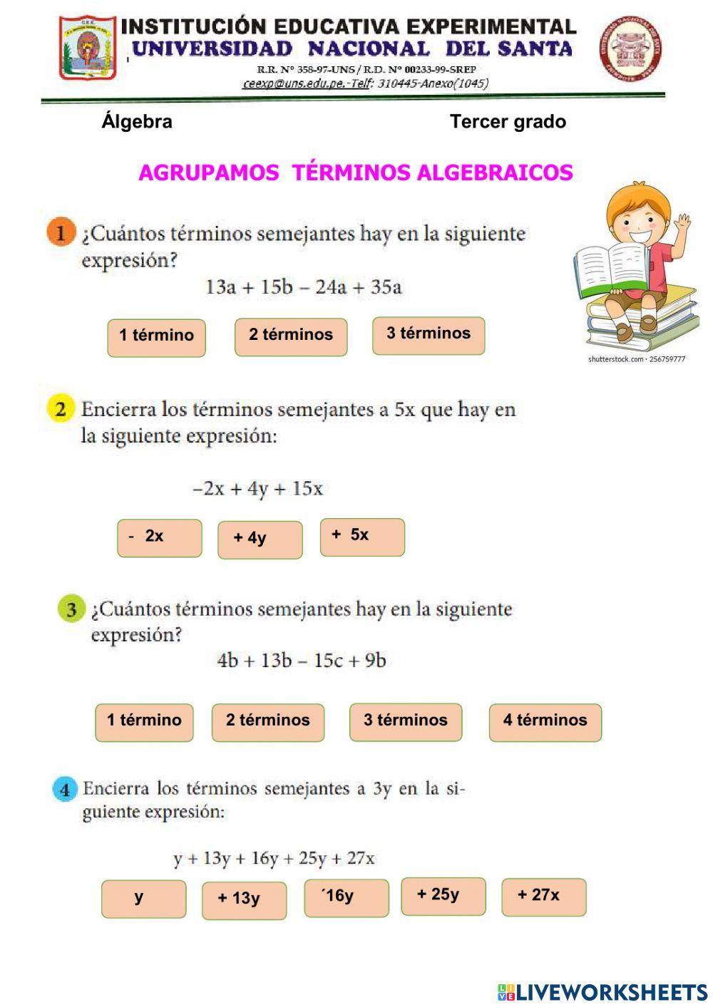Agrupampos términos semejantes