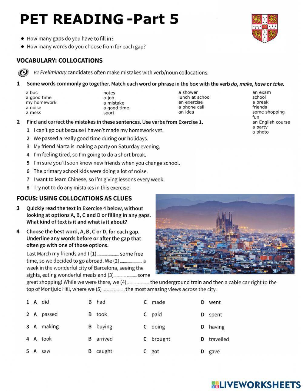 PET Reading Part 5 Trainer & Practice exercise