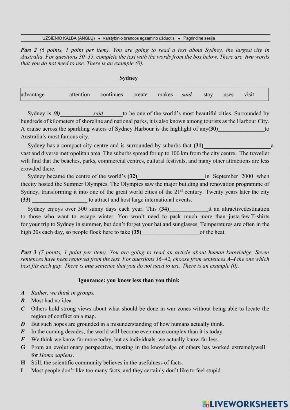 EXAM PRACTICE: Reading part b2