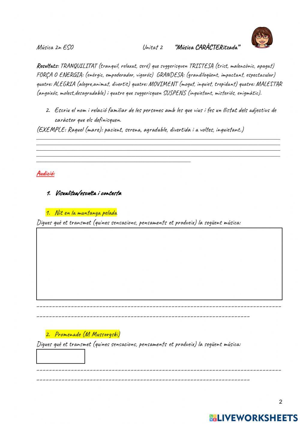 UNITAT 2: MÚSICA CARÀCTERitzada