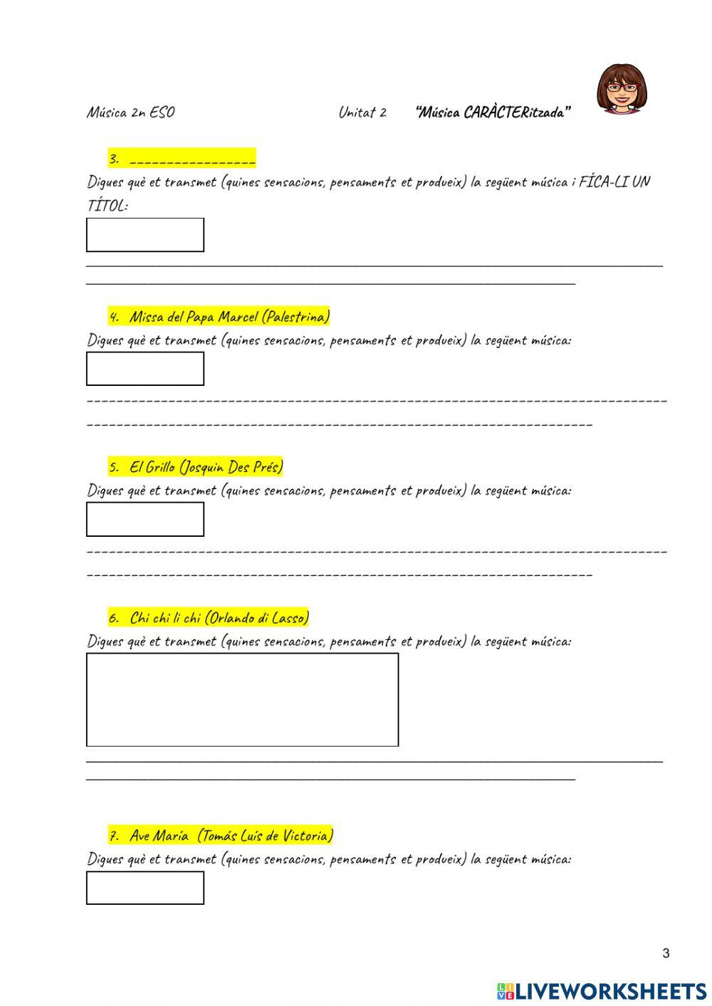 UNITAT 2: MÚSICA CARÀCTERitzada