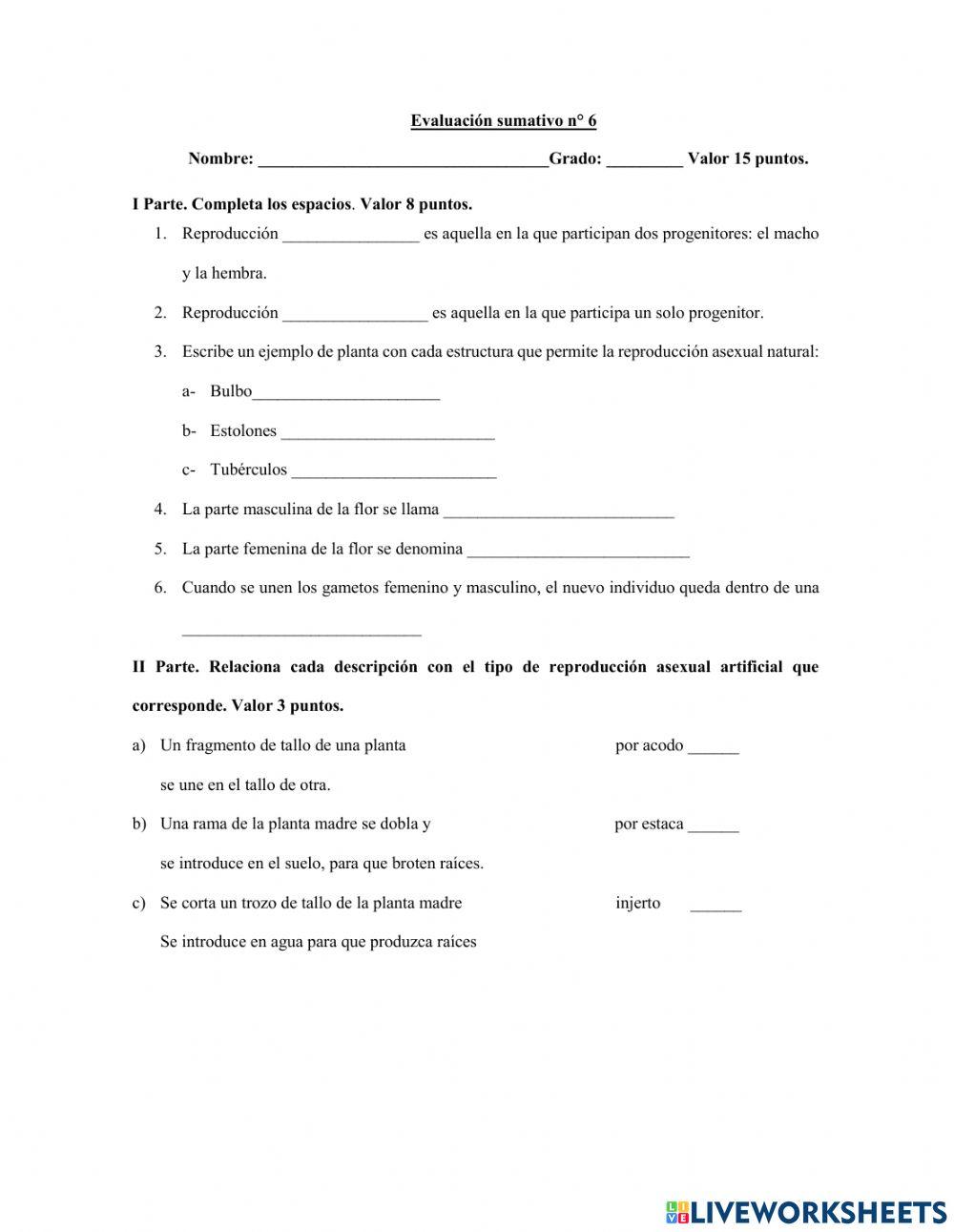 La reproducción de las plantas sexual y asexual