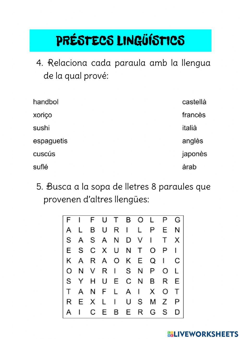 J-G-X i préstecs lingüístics