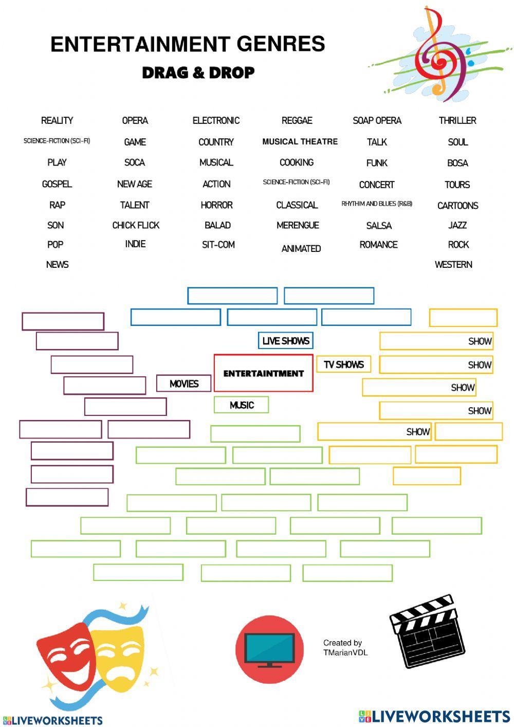 Entertaintment Genres Drag and Drop Entertaintment Genres Drag and Drop