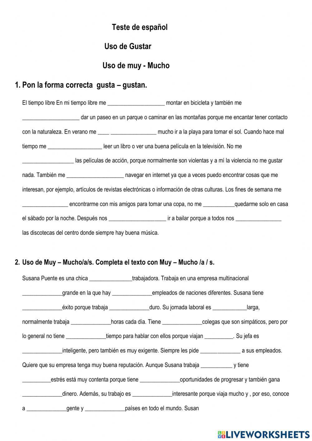 Gustar - MUy - Mucho