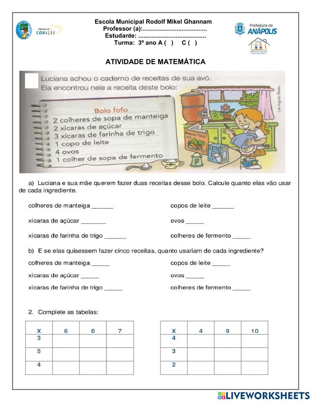 Atividade de matemática