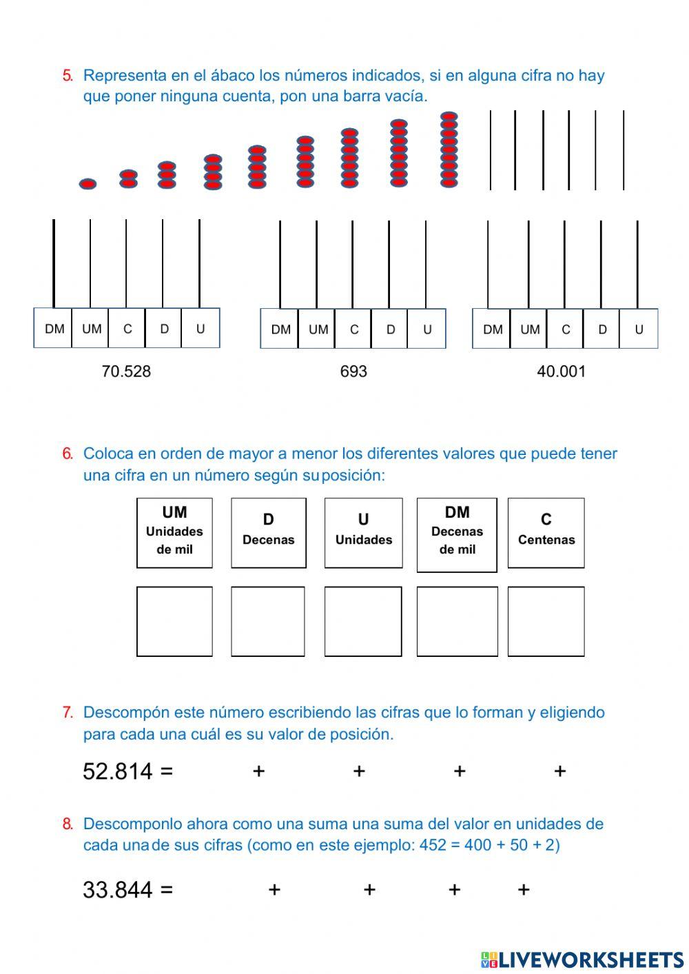 Números hasta decenas de mil