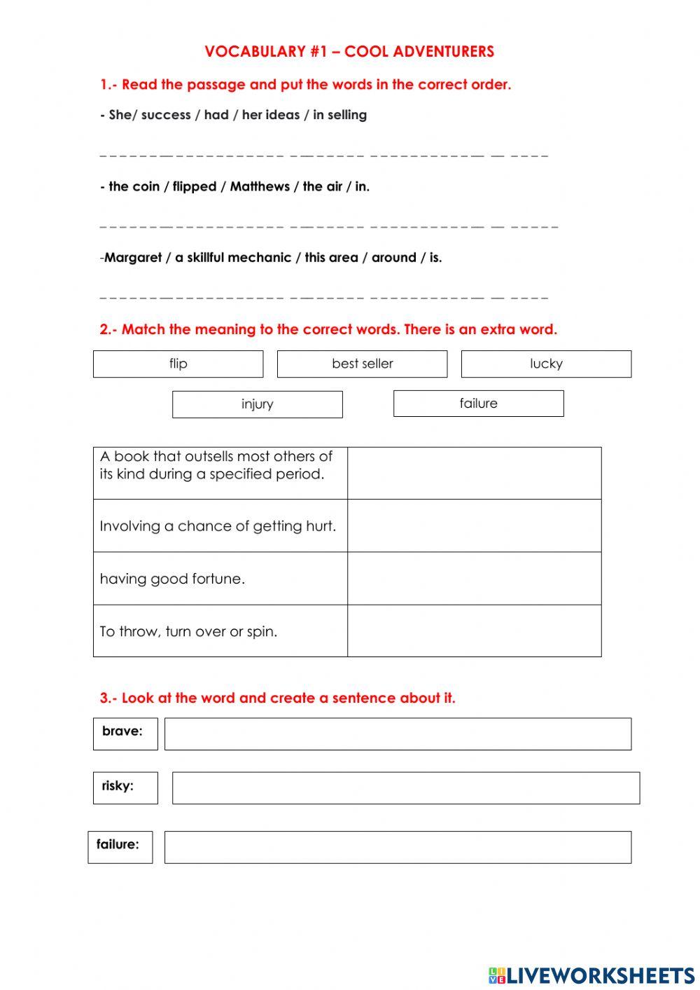 Vocabulary 1 - Cool Adventurers