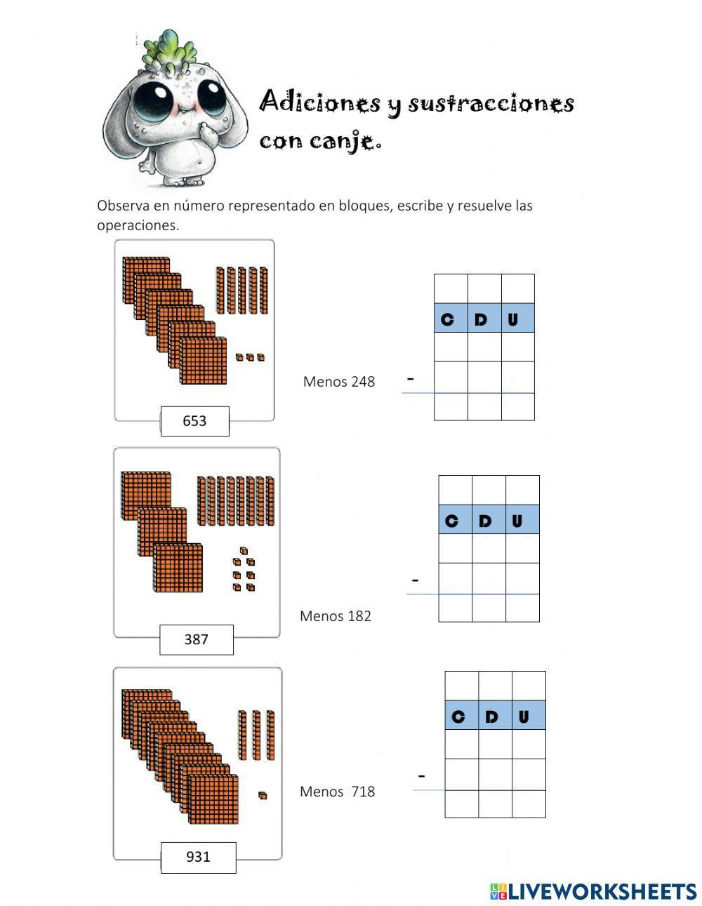 Adición y sustracción con canje