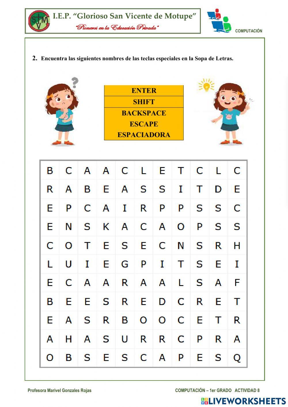 Actividad 8. Teclas Especiales