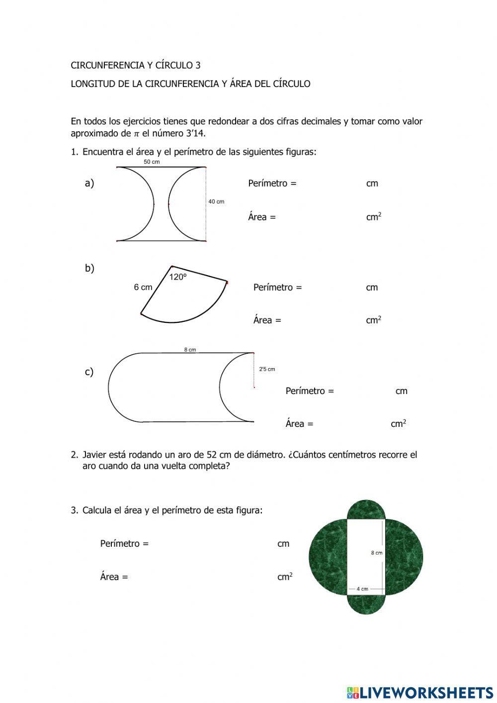 Circunferencia y círculo (Longitud y área) 2