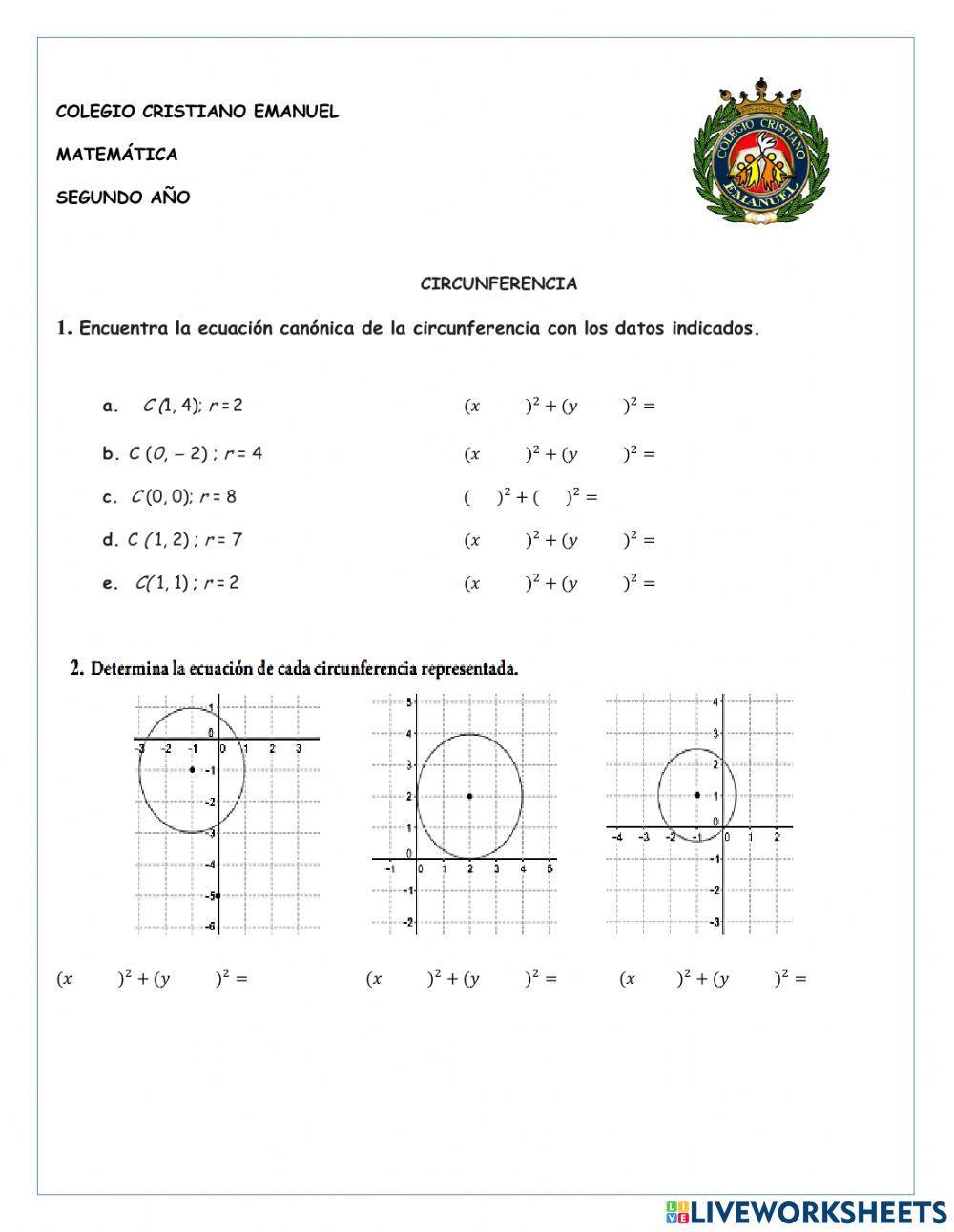 Ecuaciones de la circunferencia