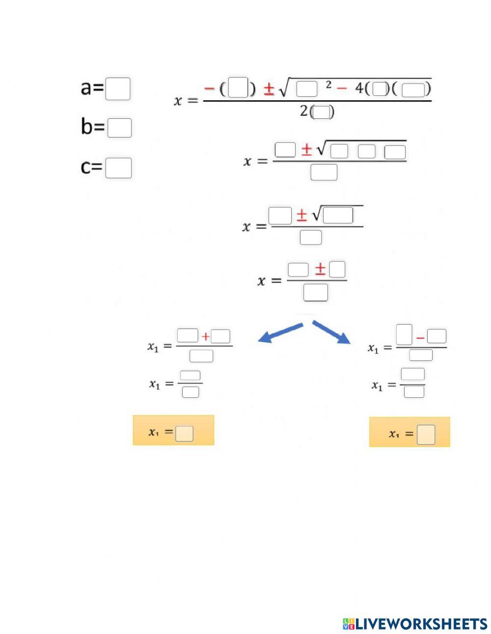 Ecuaciones Cuadrática por Fórmula General