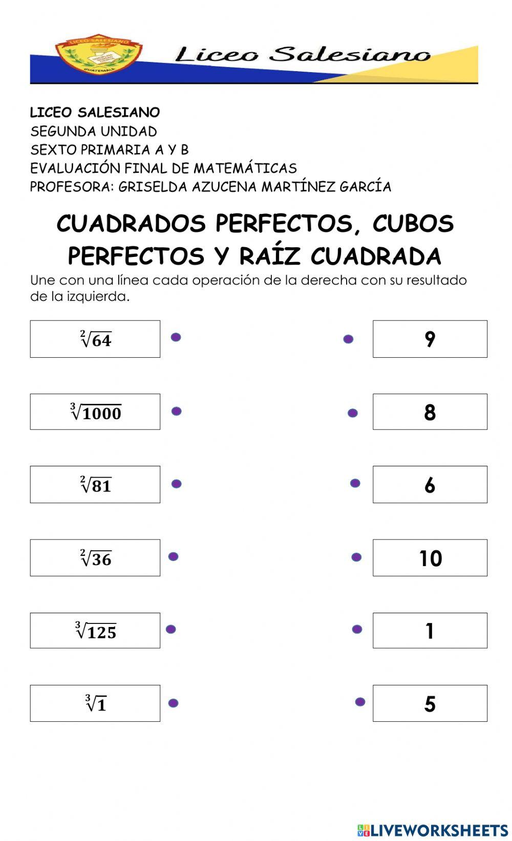 Cuadrados y cubos perfectos