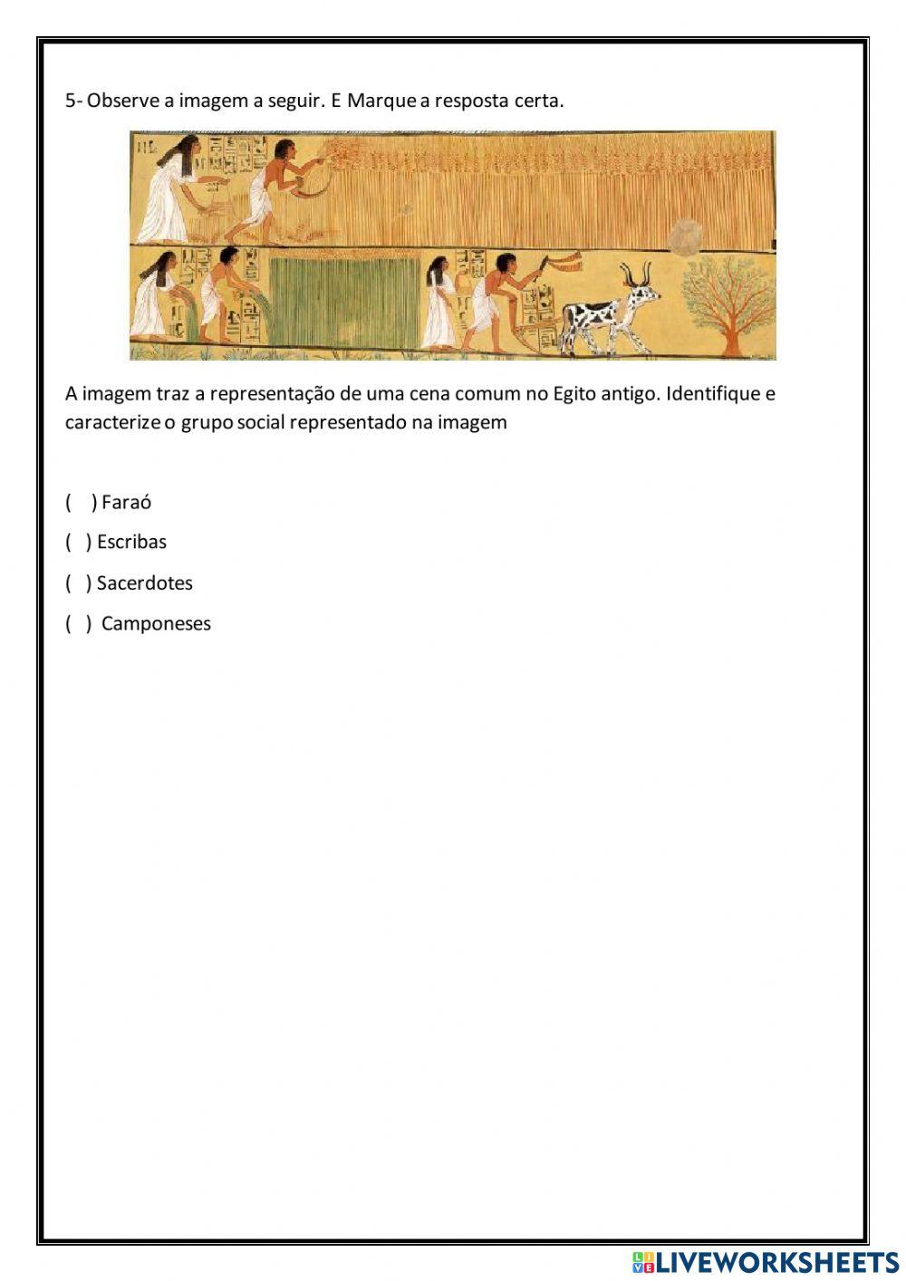 Atividade revisão Egito Antigo