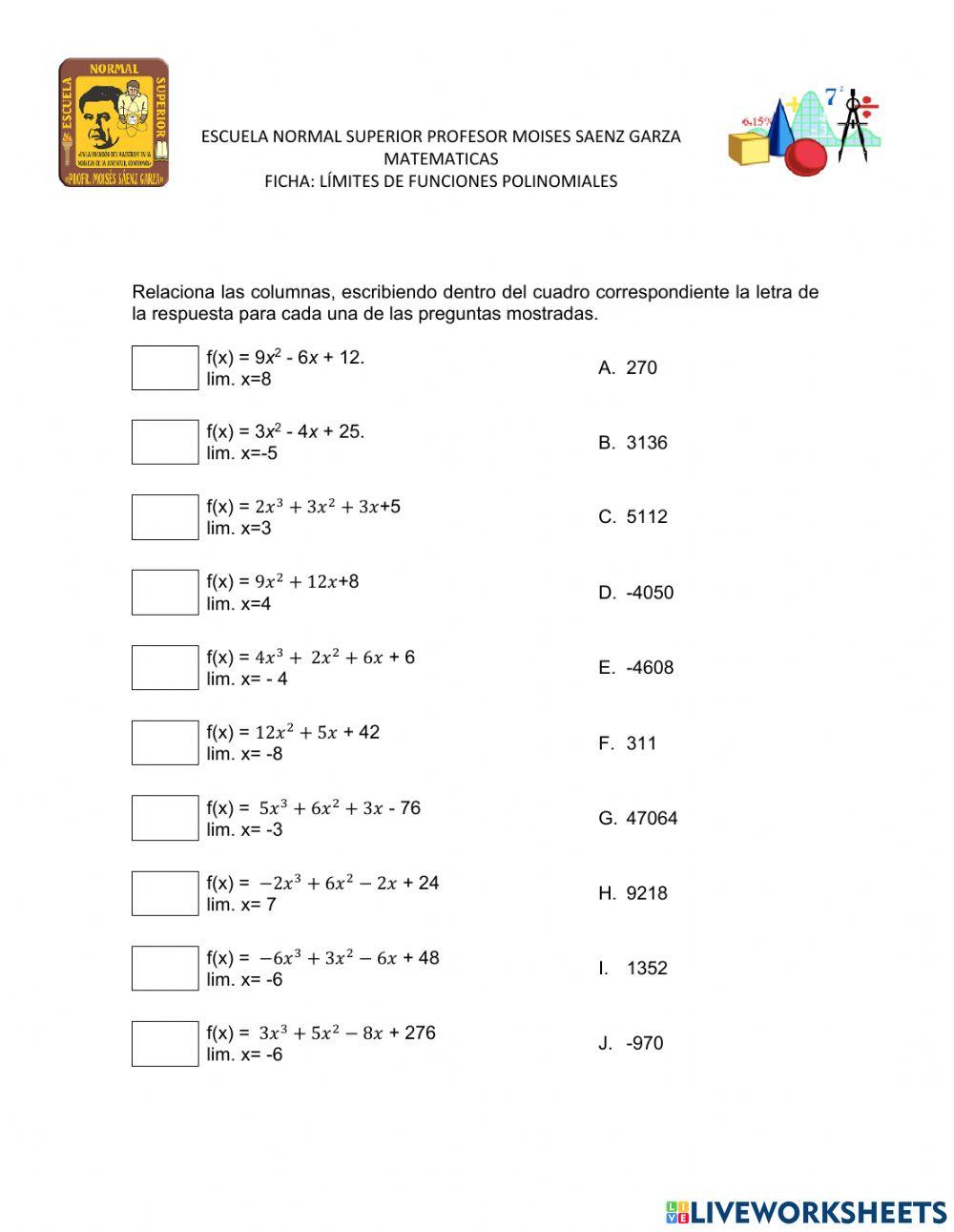 Límites de funciones polinomiales