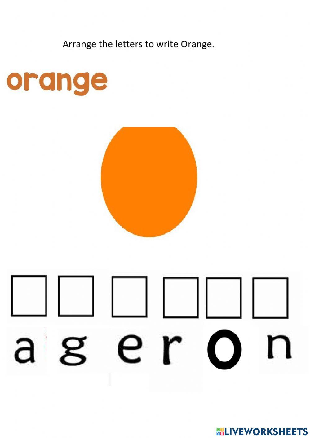 Arrange the letters to read orange
