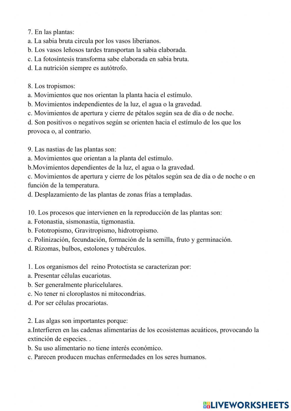 Reino Protoctista y Plantas