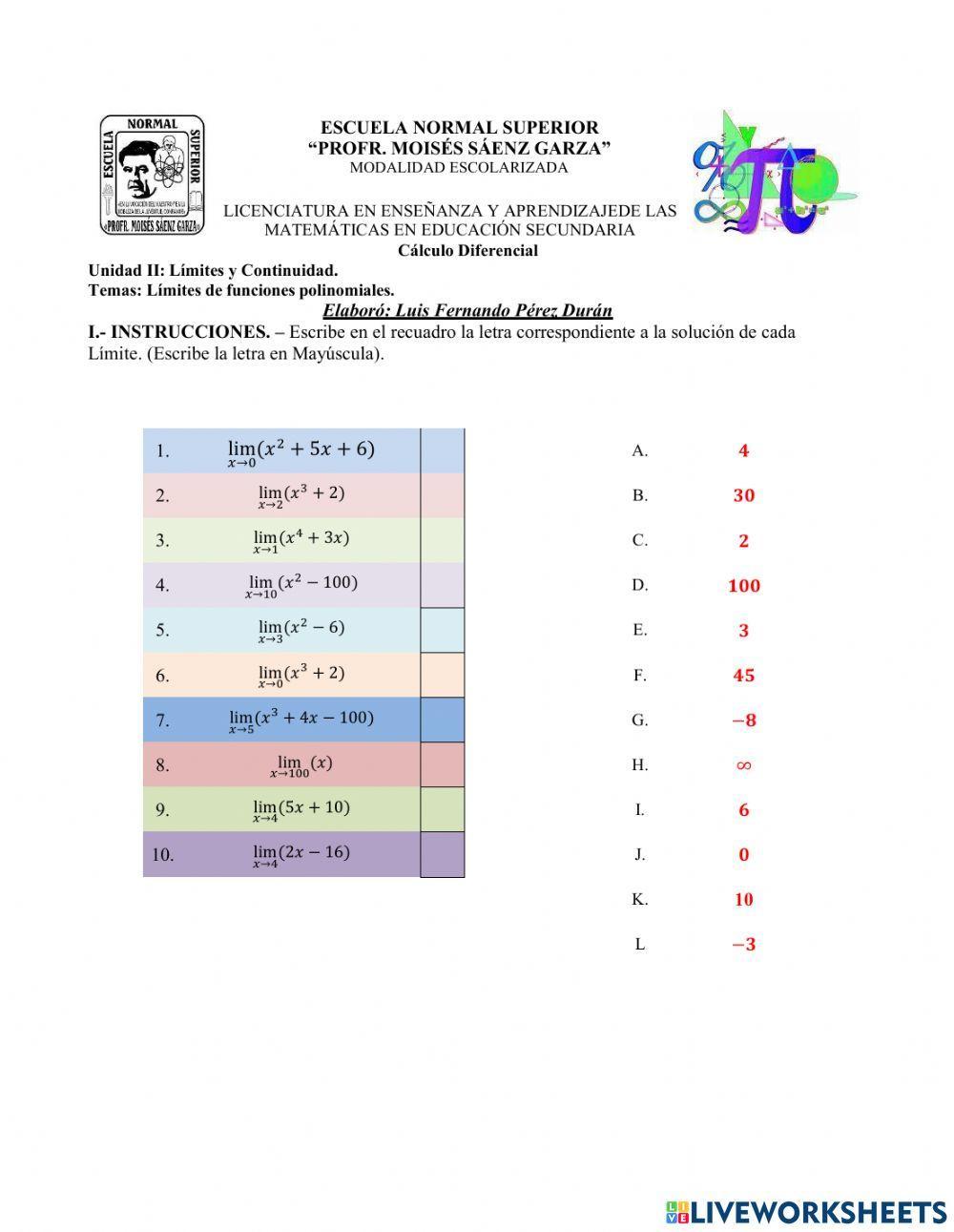 Límites de Funciones Polinomiales