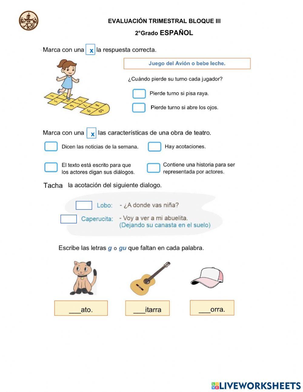 Evaluación 3 bloque Español