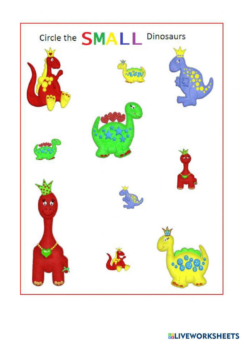 Big and small dinosaurs worksheet | Live Worksheets